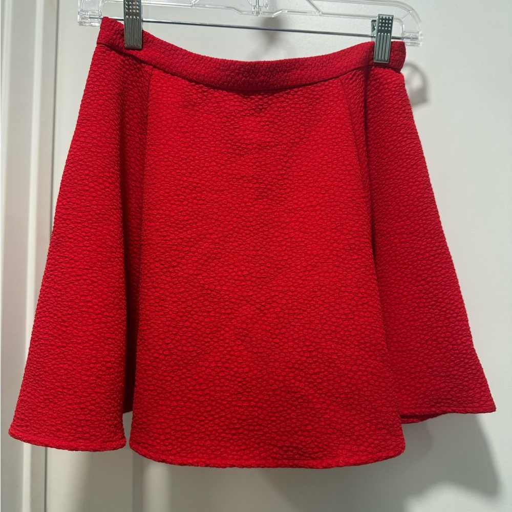 Red Textured Skirt
